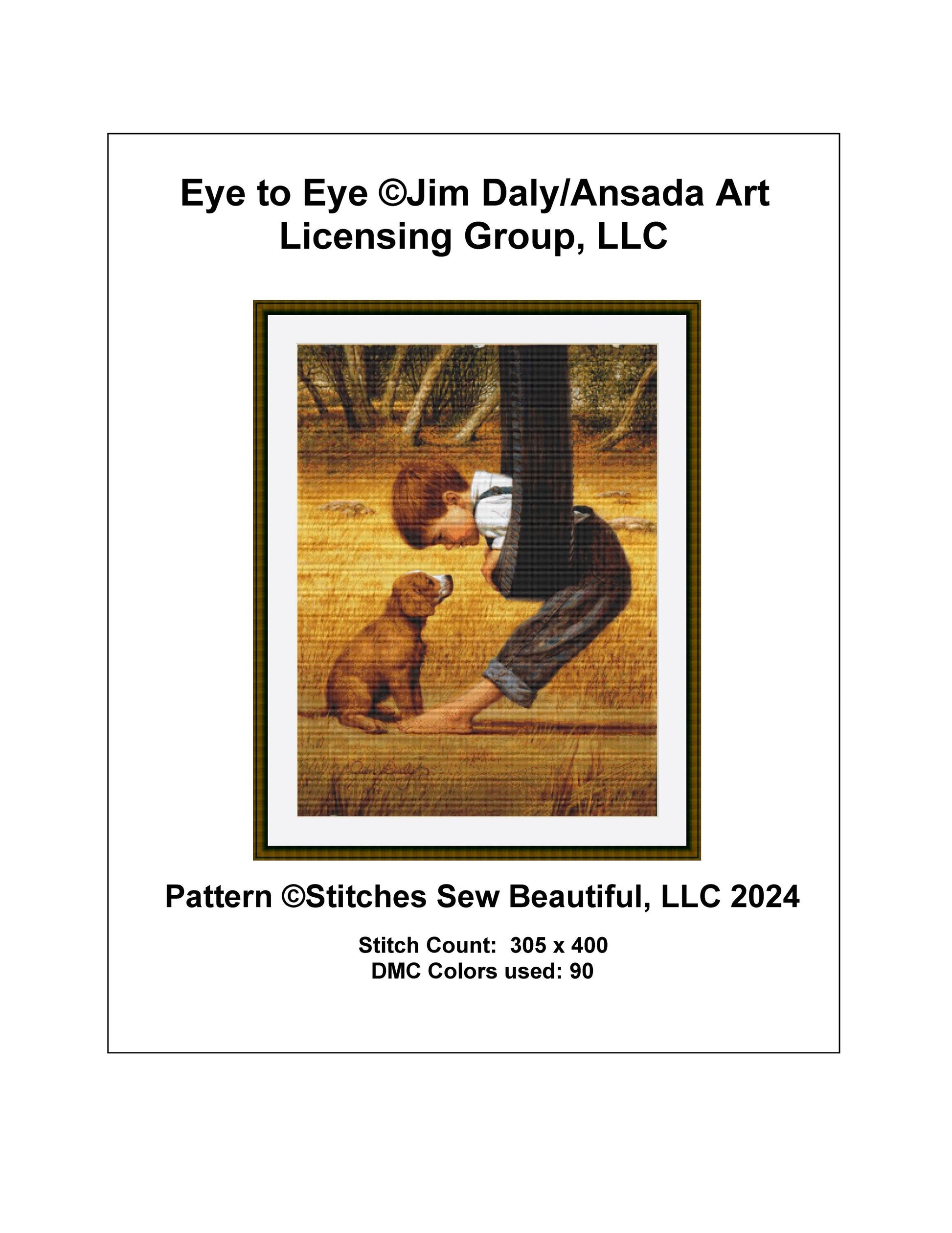 Eye to Eye counted cross stitch pattern by Jim Daly/Ansada Art Licensing Group, LLC