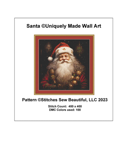 Santa cross stitch pattern by UniquelyMadeWallArt