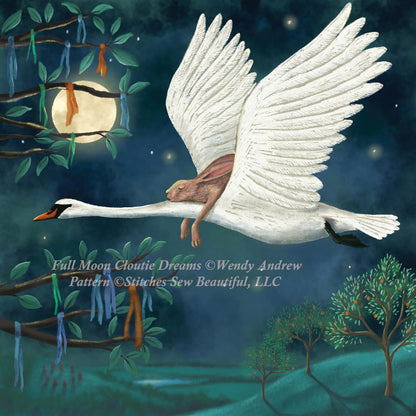 Full Moon Cloutie Dreams cross stitch pattern by Wendy Andrew of PaintingDreams