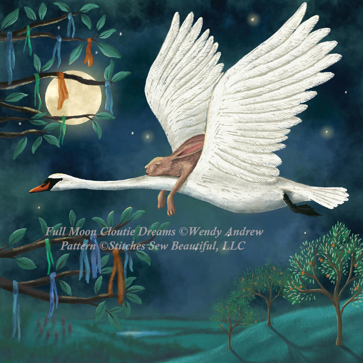 Full Moon Cloutie Dreams cross stitch pattern by Wendy Andrew of PaintingDreams