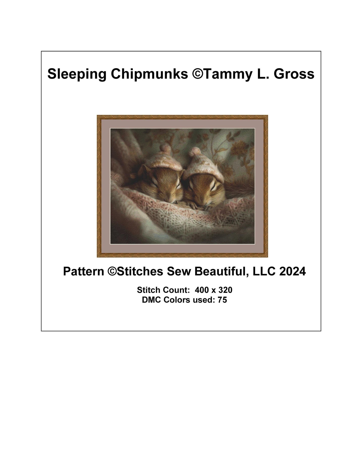 Sleeping Chipmunks cross stitch pattern by Tammy L. Gross