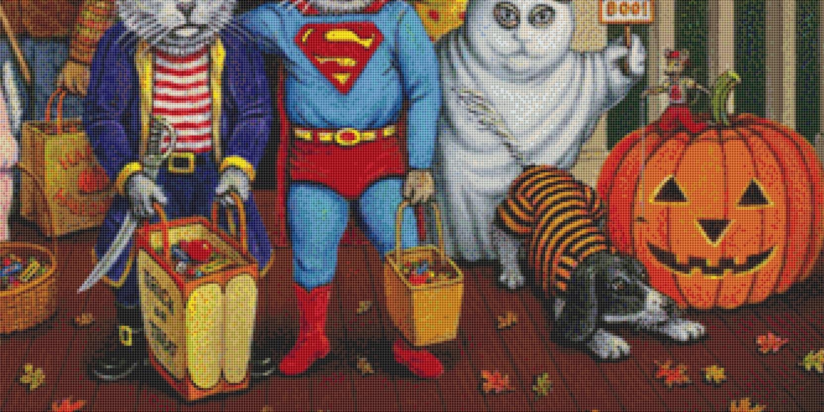 Kool-Kat Halloween counted cross stitch pattern by Don Roth/Ansada Art Licensing Group, LLC