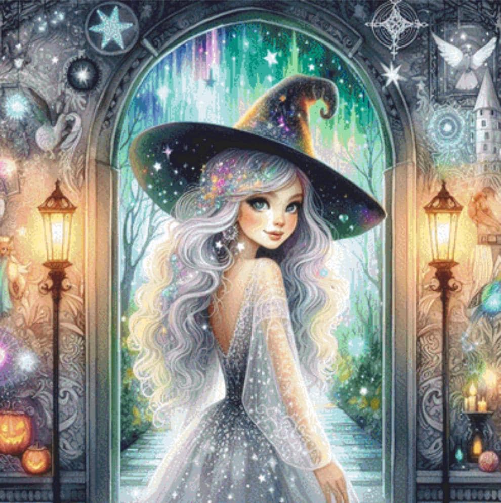 Shimmering Witch counted cross stitch pattern by Arcane Spendor