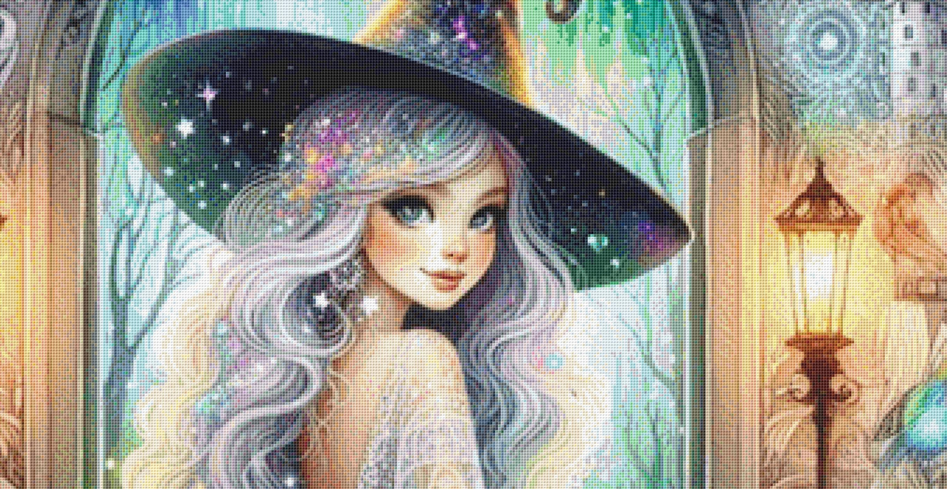 Shimmering Witch counted cross stitch pattern by Arcane Spendor