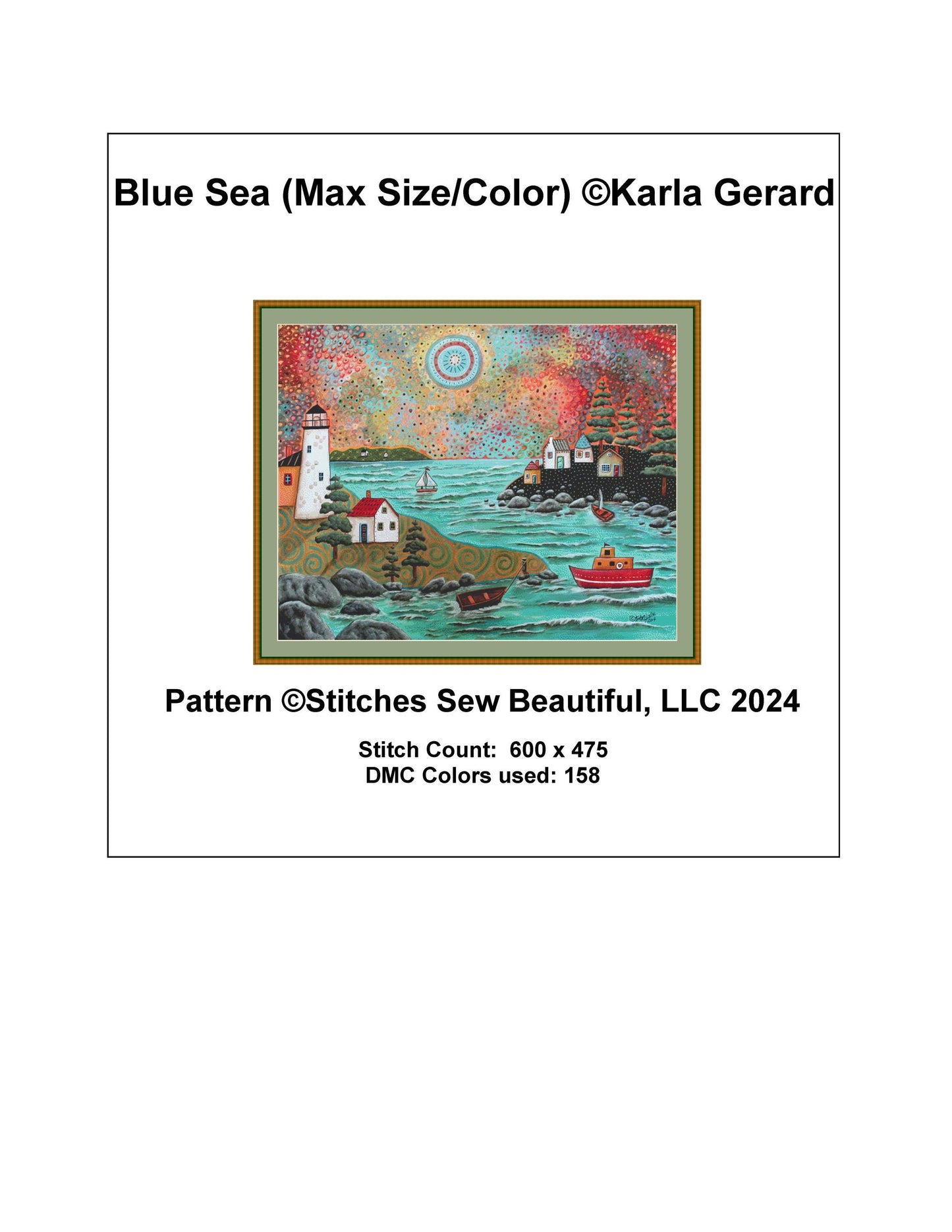 Blue Sea (Max Size/Color) counted cross stitch pattern by Karla Gerard
