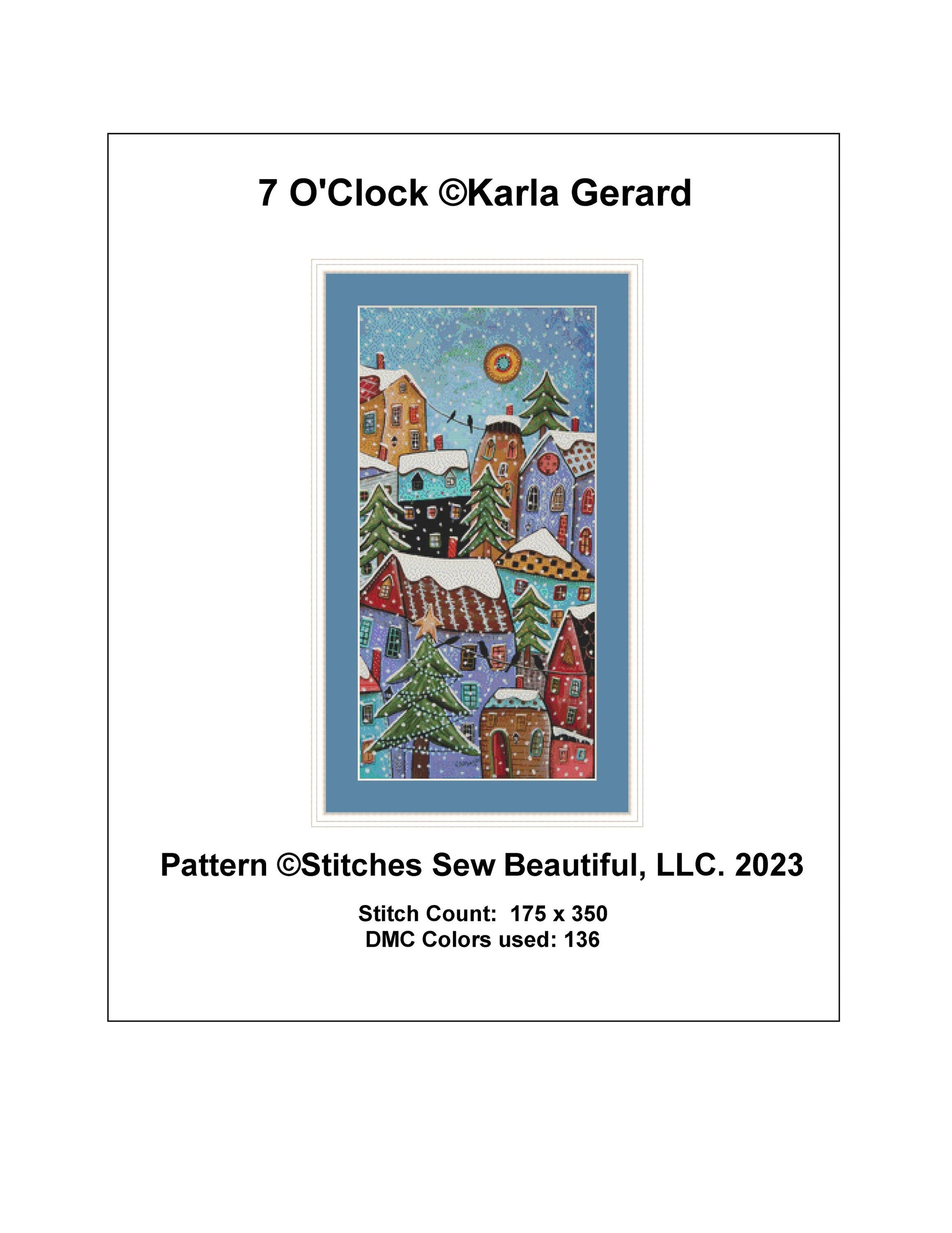 7 O'Clock counted cross stitch pattern by Karla Gerard