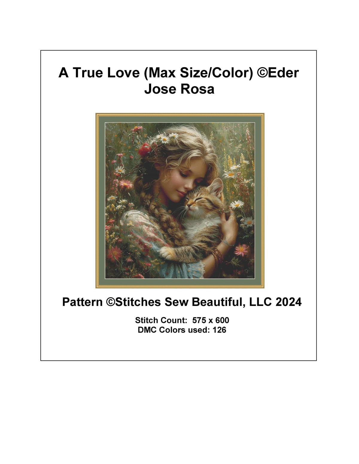 A True Love (Max Size/Color) counted cross stitch pattern by Eder Jose Rosa