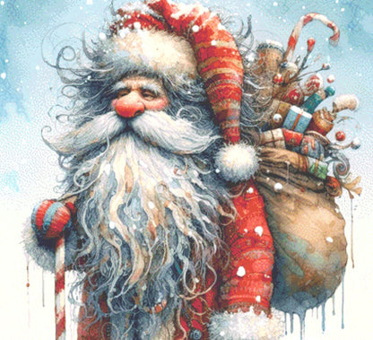 Weathered Santa counted cross stitch pattern by Ingrid Jean AI Art