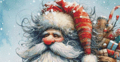 Weathered Santa counted cross stitch pattern by Ingrid Jean AI Art