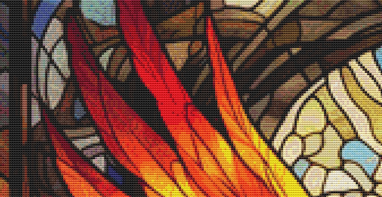Stained Glass Phoenix counted cross stitch pattern by SphinxDesignStudio