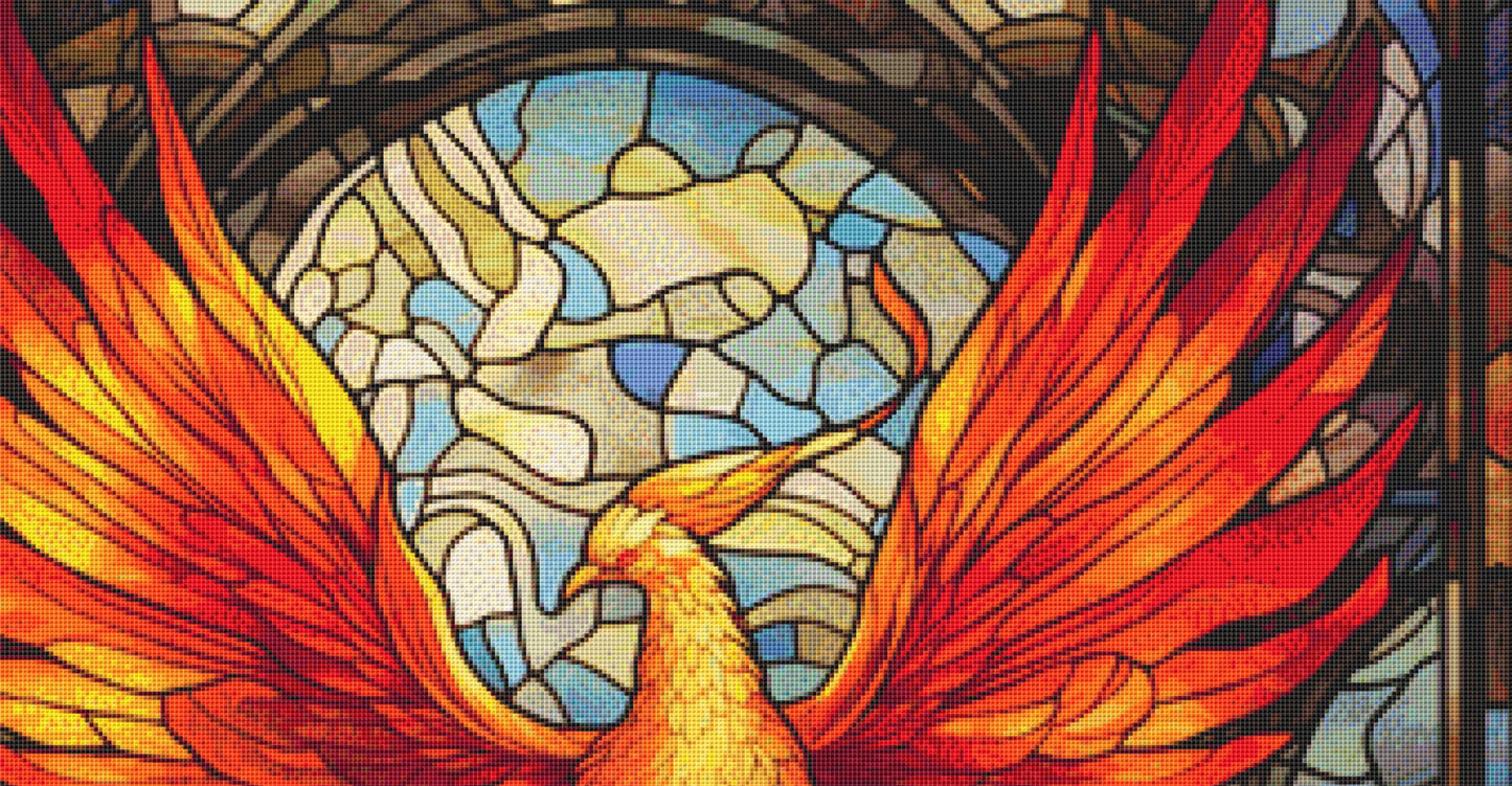 Stained Glass Phoenix counted cross stitch pattern by SphinxDesignStudio