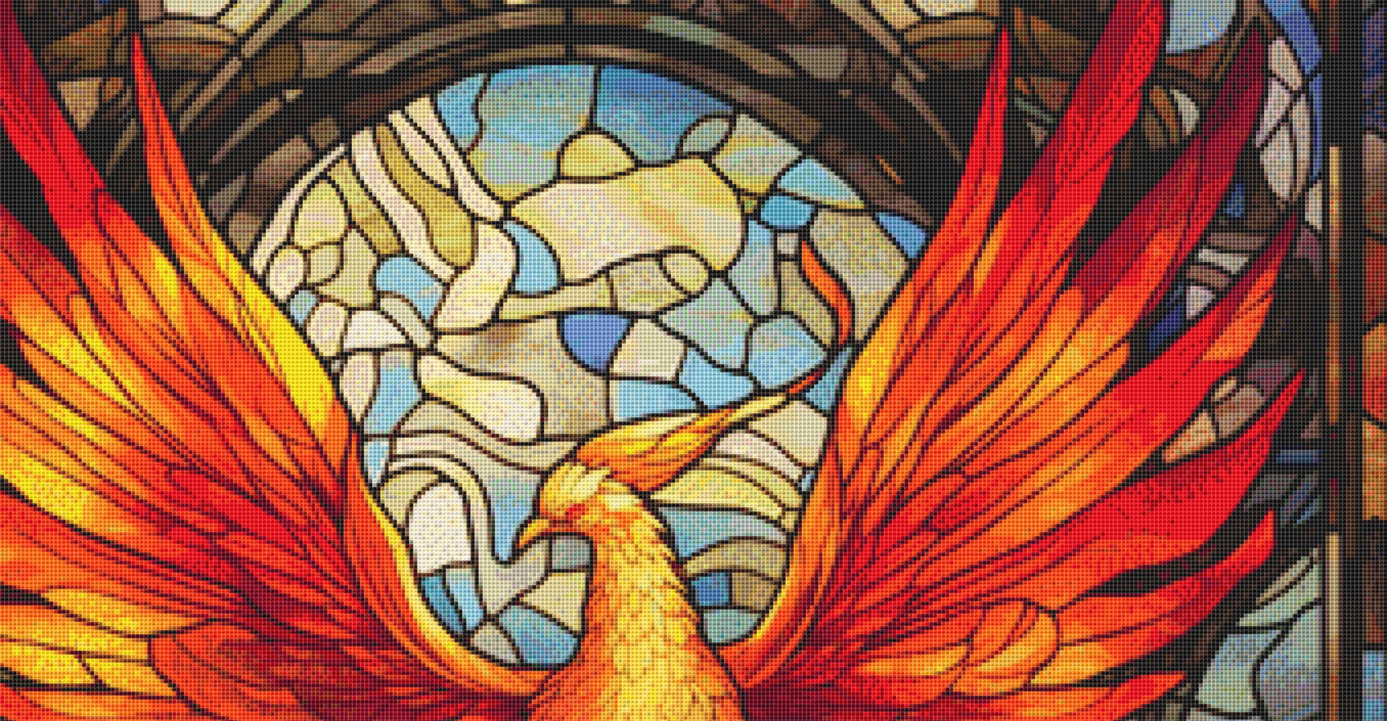 Stained Glass Phoenix counted cross stitch pattern by SphinxDesignStudio