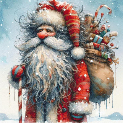 Weathered Santa (Max Size/Color) counted cross stitch pattern by Ingrid Jean AI Art