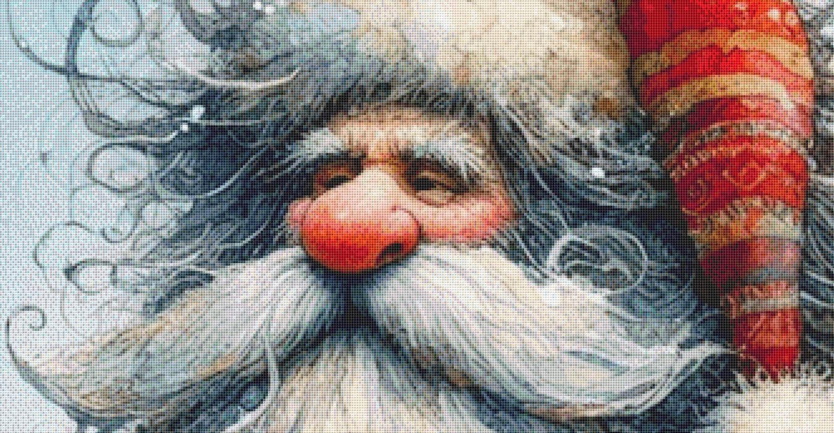 Weathered Santa (Max Size/Color) counted cross stitch pattern by Ingrid Jean AI Art