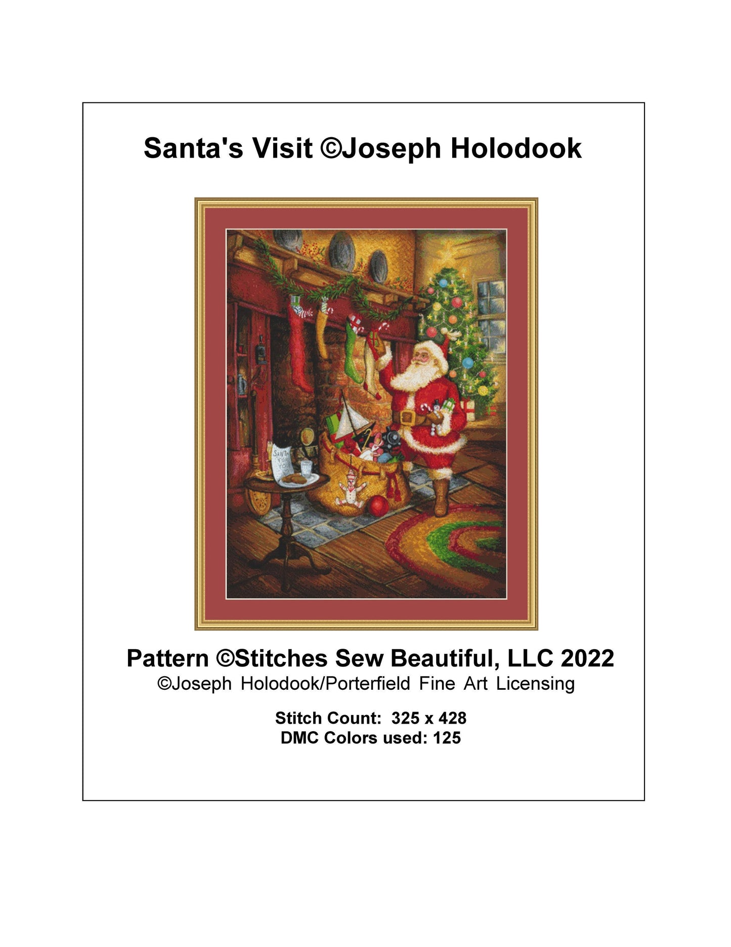 Santas Visit cross stitch pattern by Joseph Holodook/Porterfields Fine Art Licensing
