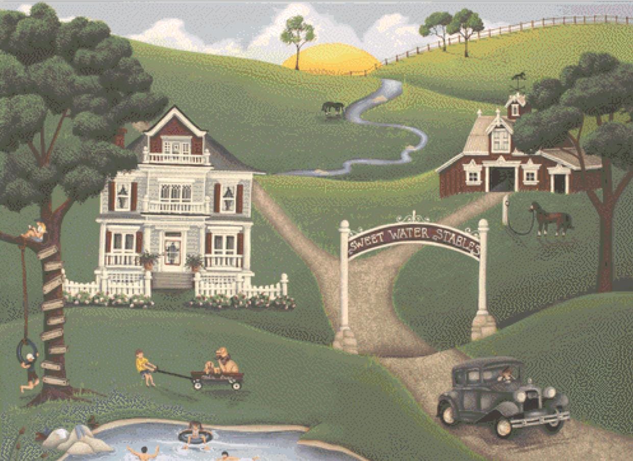 Sweet Water Stables cross stitch pattern by Catherine Holman/Ansada Art Licensing Group, LLC