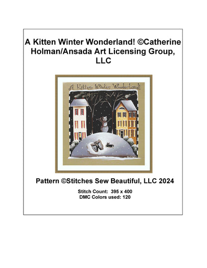 A Kitten Winter Wonderland! counted cross stitch pattern by Catherine Holman/Ansada Art Licensing Group, LLC