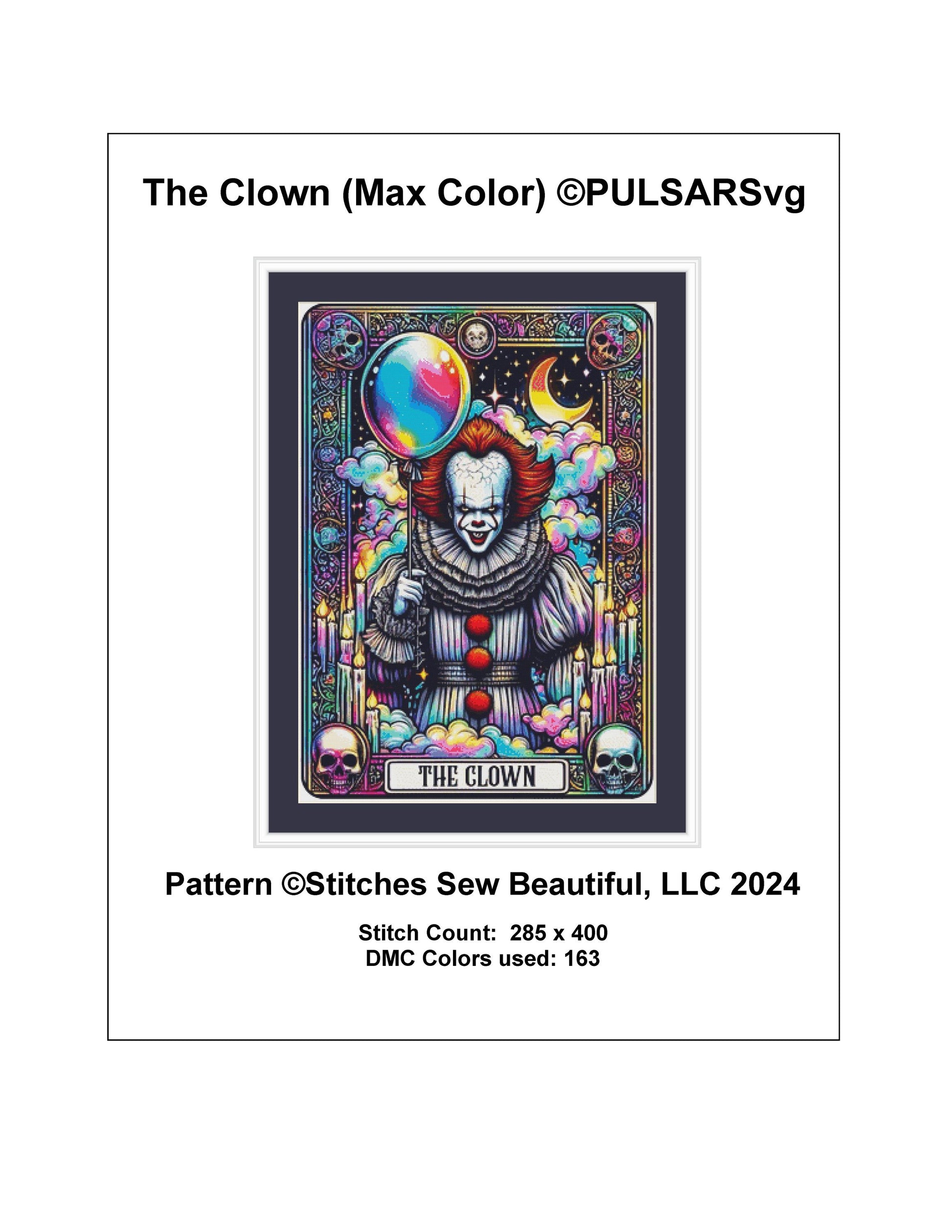 The Clown (Max Color) counted cross stitch pattern by PULSARSvg