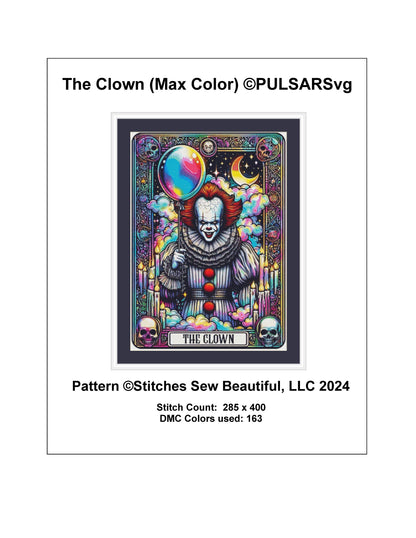 The Clown (Max Color) counted cross stitch pattern by PULSARSvg