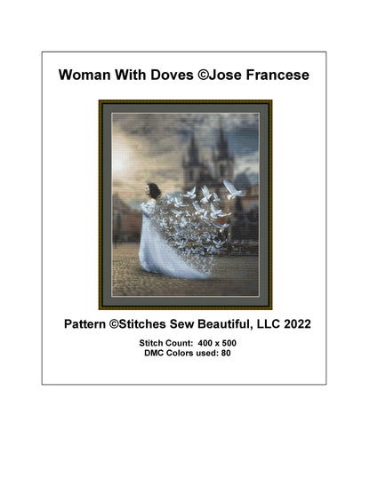 Woman With Doves cross stitch pattern by Jose Francese