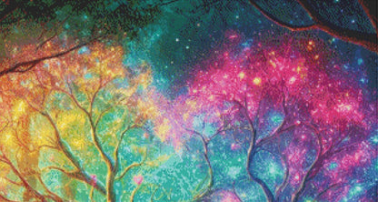 Vibrant Tree of Life with Fairy Lights counted cross stitch pattern by World of Love Hearts/Adrian G. Eyre