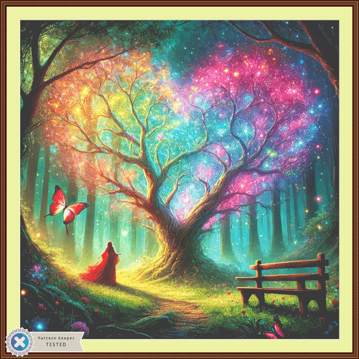 Vibrant Tree of Life with Fairy Lights (Max Size/Color) counted cross stitch pattern by World of Love Hearts/Adrian G Eyre