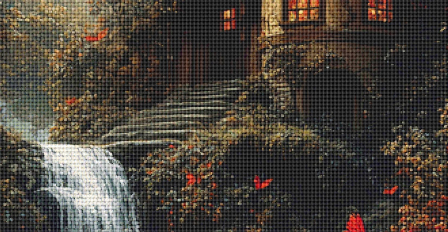 The Waterfall House (Max Size/Color) counted cross stitch pattern by Eder Jose Rosa