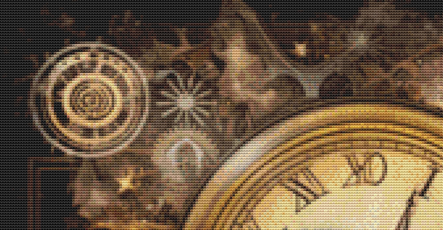 Steampunk Santa counted cross stitch pattern by AdneLStudio