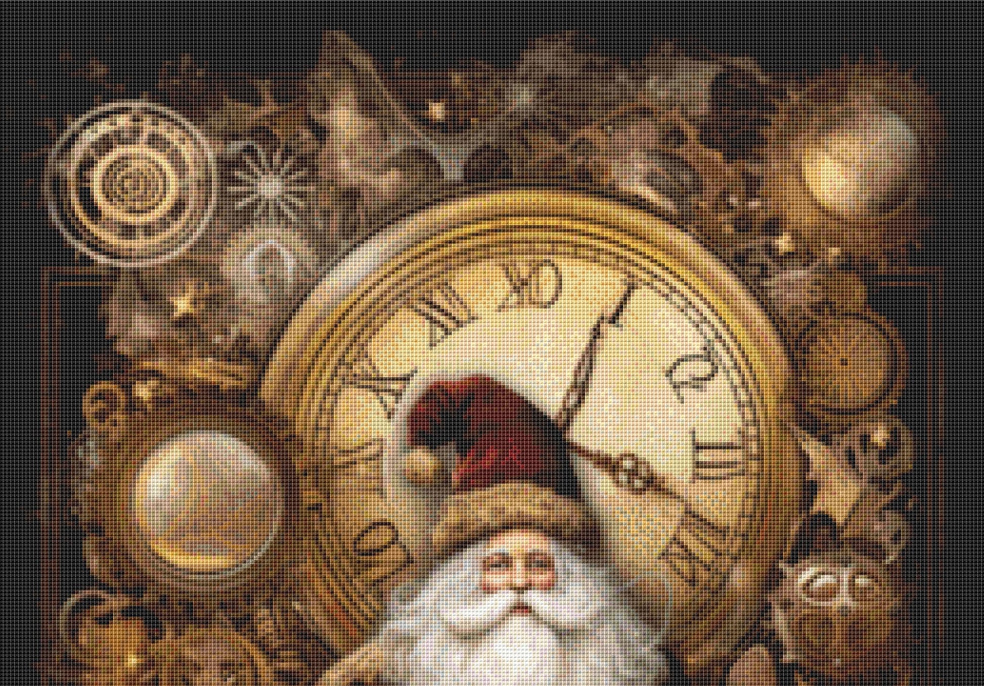 Steampunk Santa counted cross stitch pattern by AdneLStudio