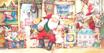Visiting Santa at His Workshop counted cross stitch pattern by Lisi Martin/AB Pictura, Karlstad, Sweden