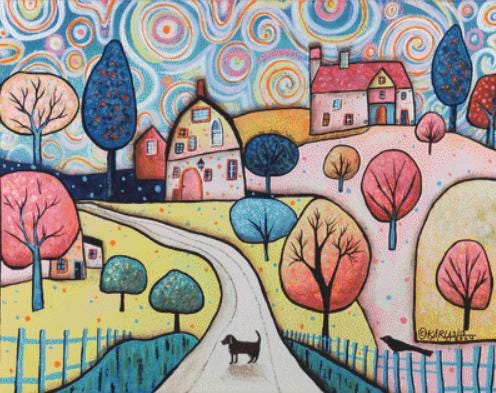 Pastel Landscape counted cross stitch pattern by Karla Gerard