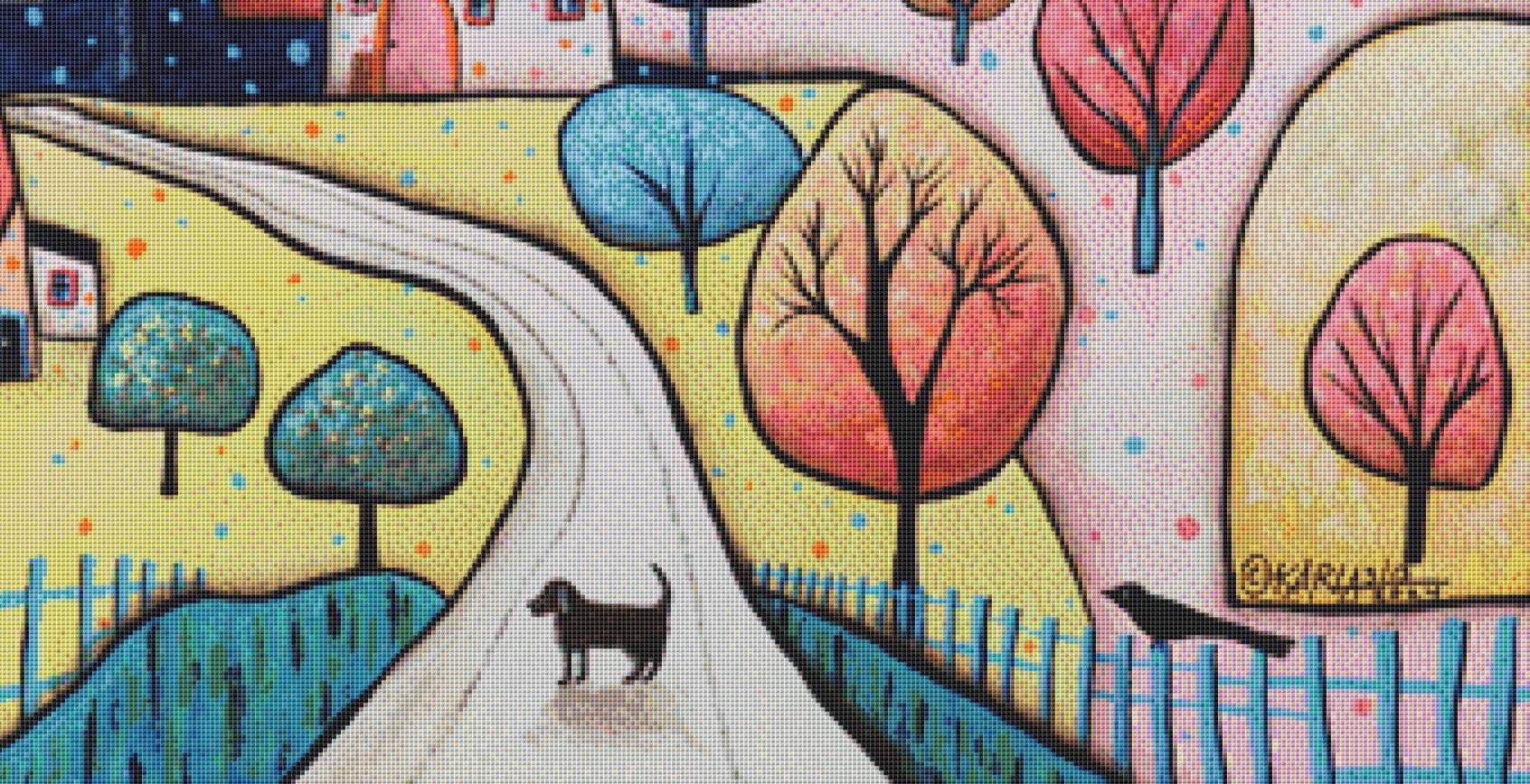 Pastel Landscape counted cross stitch pattern by Karla Gerard