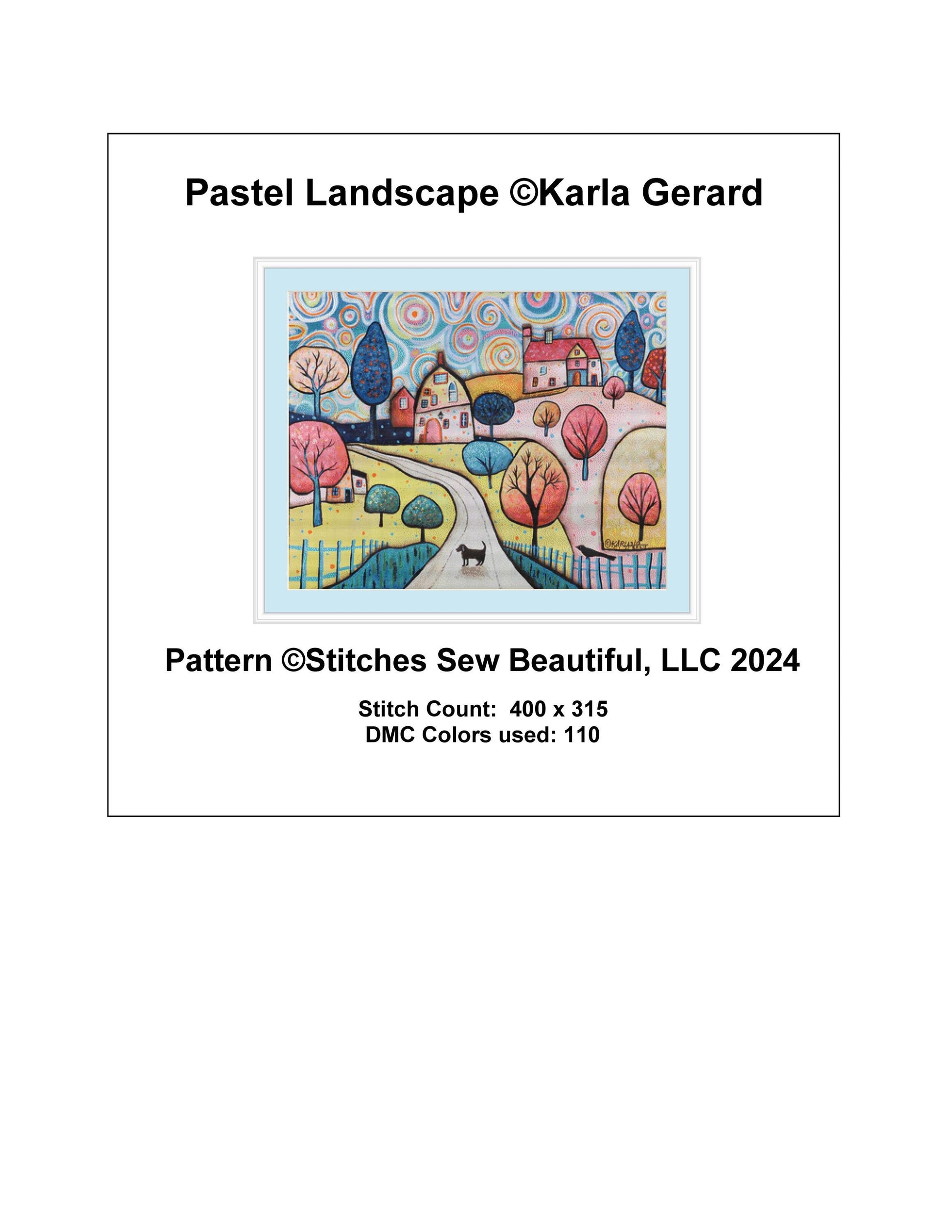 Pastel Landscape counted cross stitch pattern by Karla Gerard
