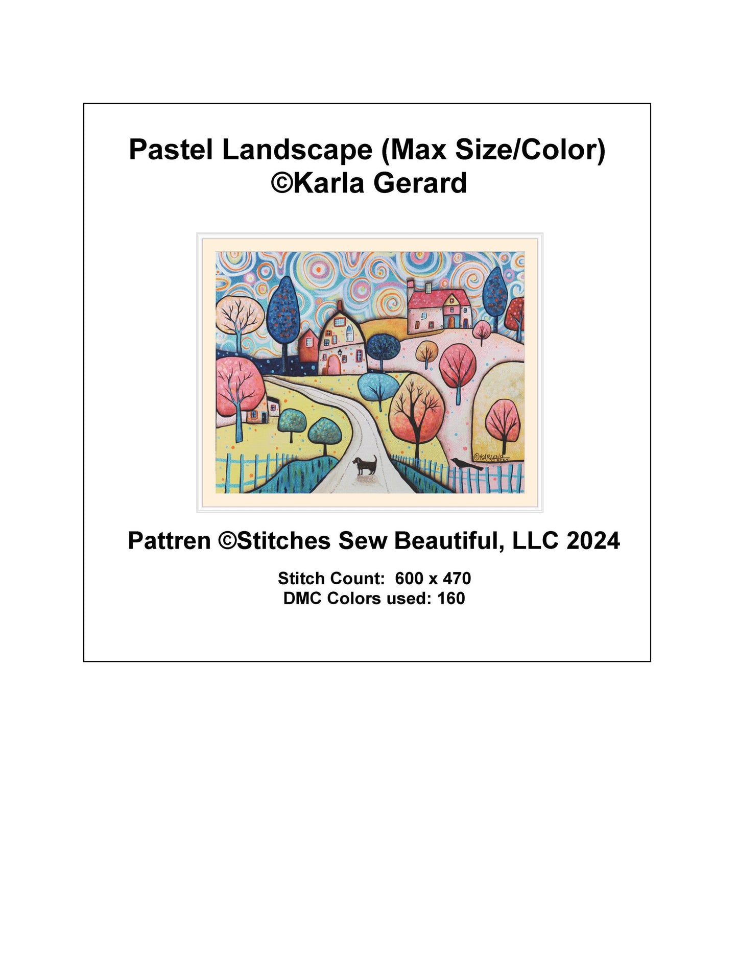 Pastel Landscape (Max Size/Color) counted cross stithc pattern by Karla Gerard