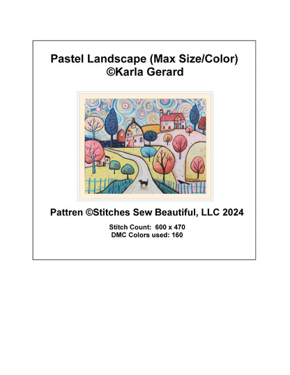 Pastel Landscape (Max Size/Color) counted cross stithc pattern by Karla Gerard