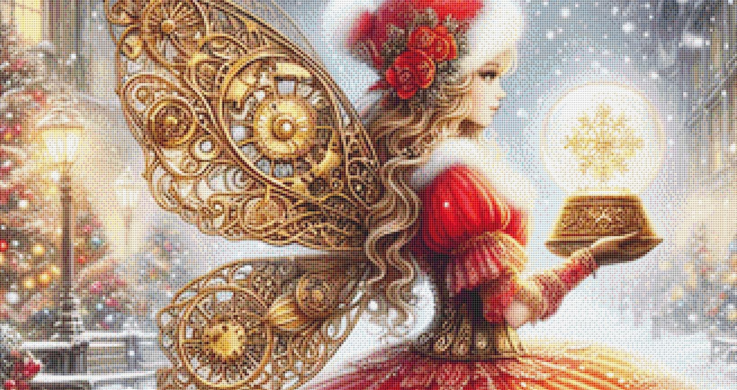 Steampunk Christmas Fairy counted cross stitch pattern by AdneLStudio