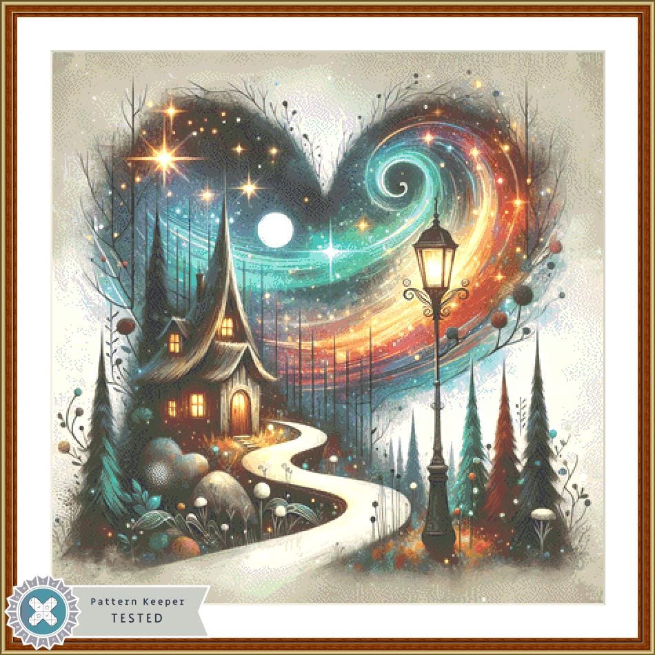 An Enchanted Winters Eve counted cross stitch pattern by World of Love Hearts/Adrian G. Eyre