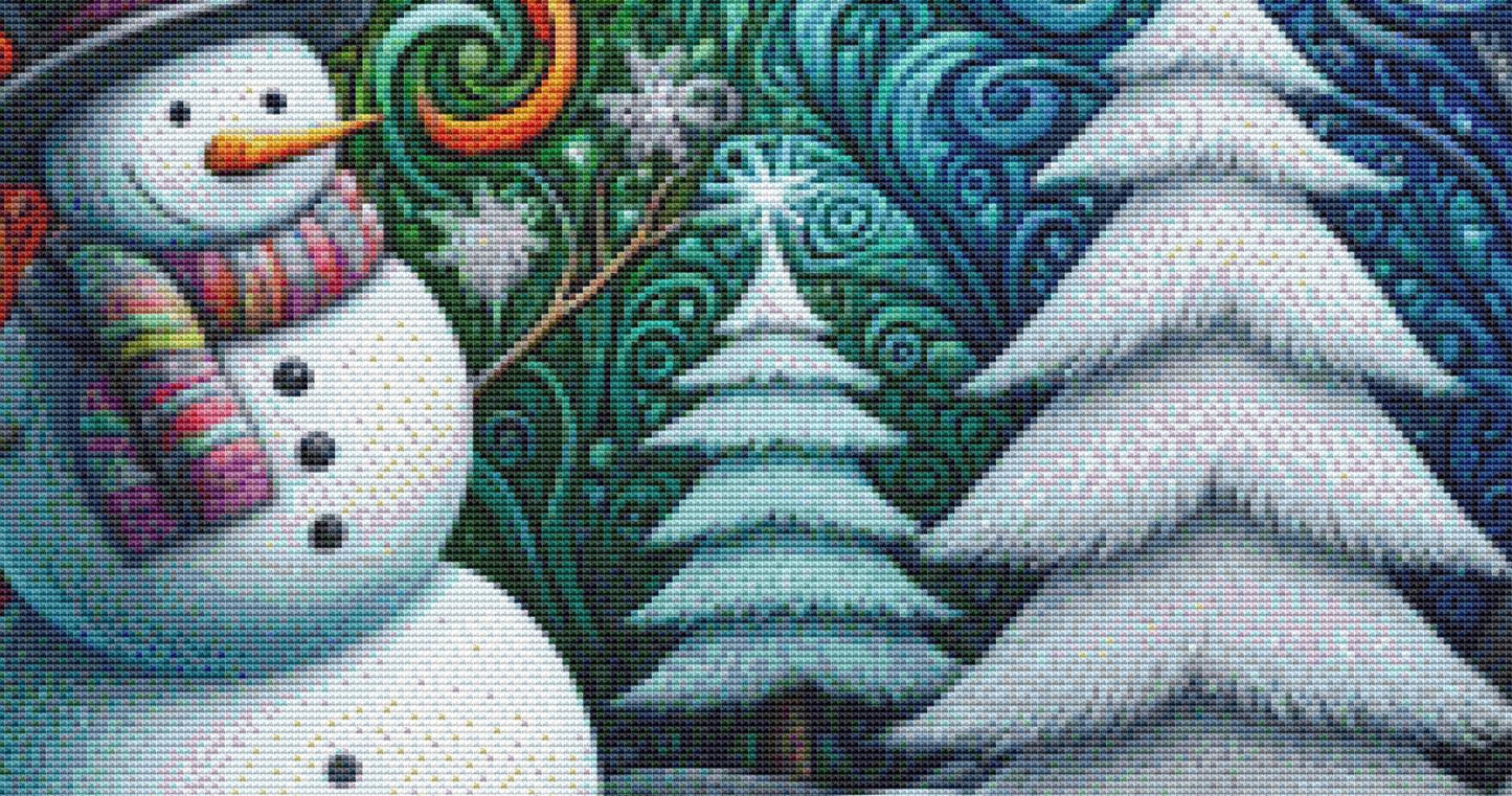 A Colorful Winter Wonderland counted cross stitch pattern by World of Love Hearts/Adrian G. Eyre