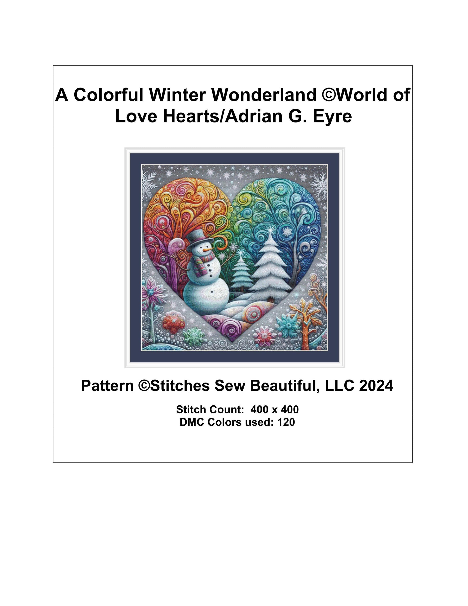 A Colorful Winter Wonderland counted cross stitch pattern by World of Love Hearts/Adrian G. Eyre