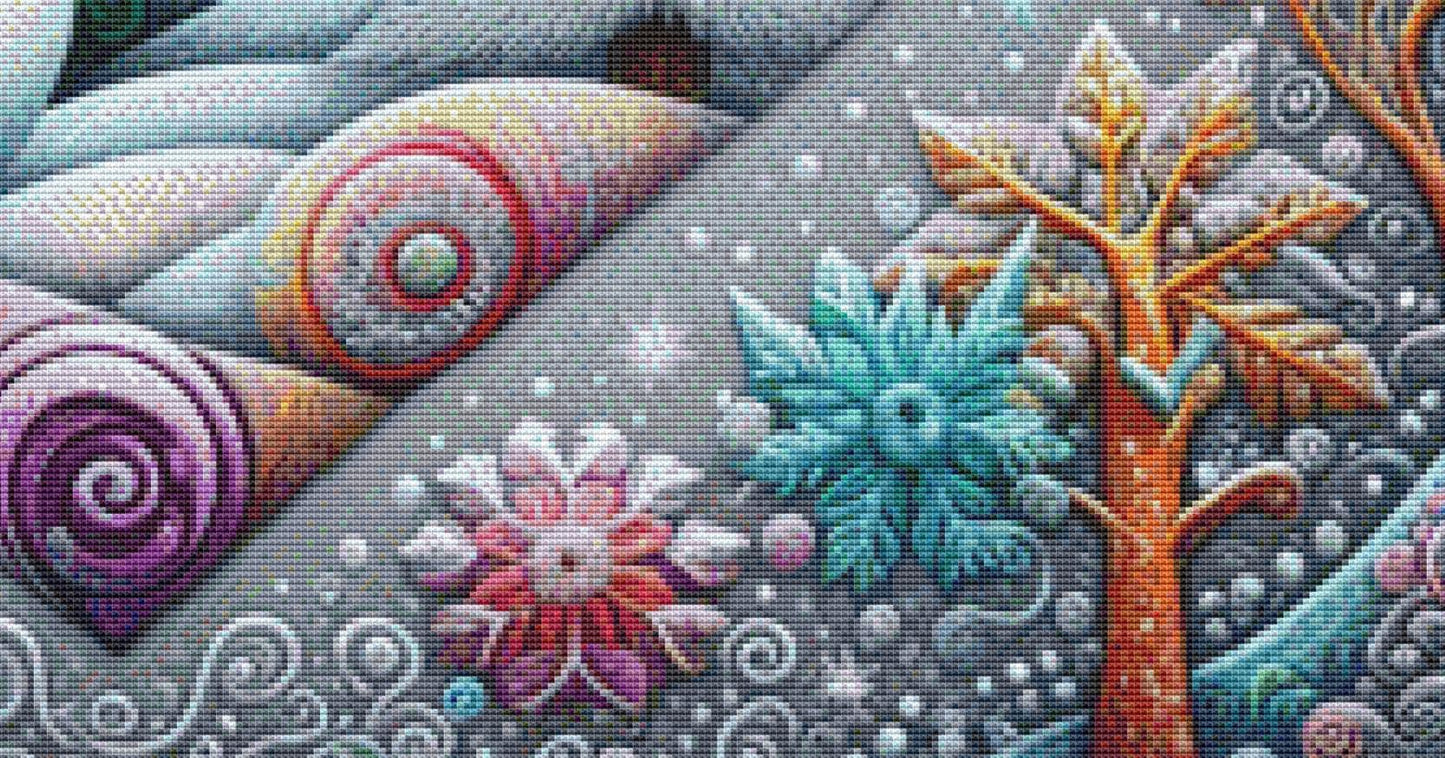 A Colorful Winter Wonderland counted cross stitch pattern by World of Love Hearts/Adrian G. Eyre