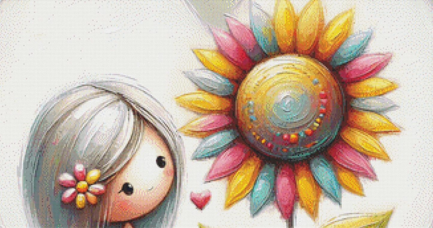 Lovely Sunflower counted cross stitch pattern by World of Love Hearts/Adrian G Eyre