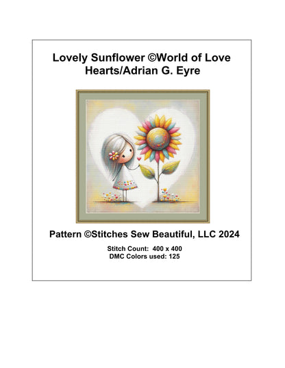 Lovely Sunflower counted cross stitch pattern by World of Love Hearts/Adrian G Eyre