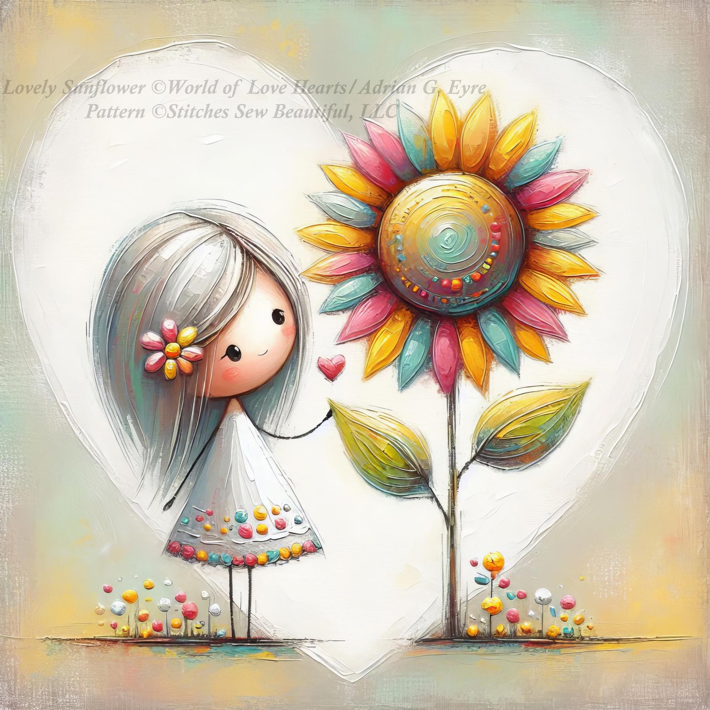Lovely Sunflower counted cross stitch pattern by World of Love Hearts/Adrian G Eyre