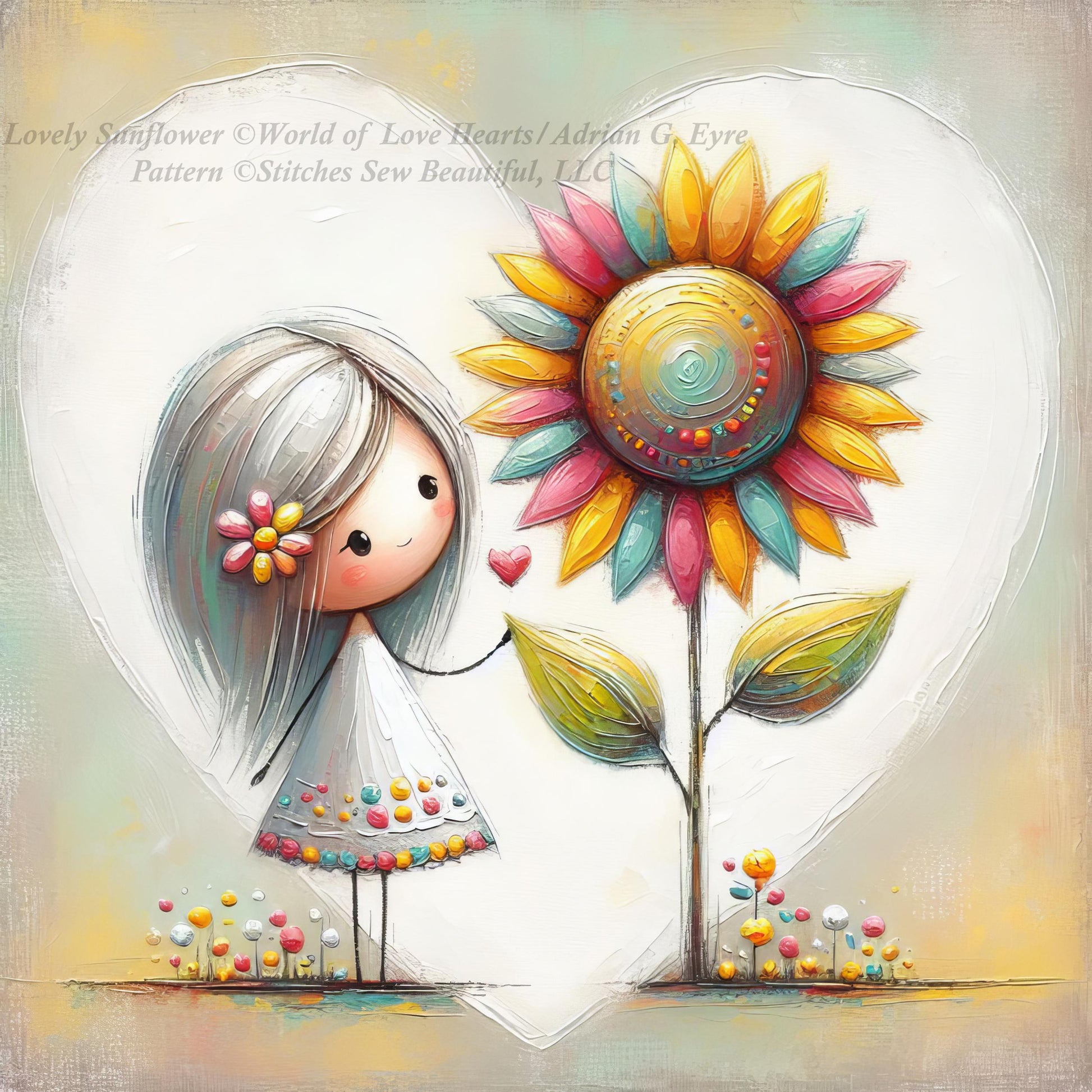 Lovely Sunflower counted cross stitch pattern by World of Love Hearts/Adrian G Eyre