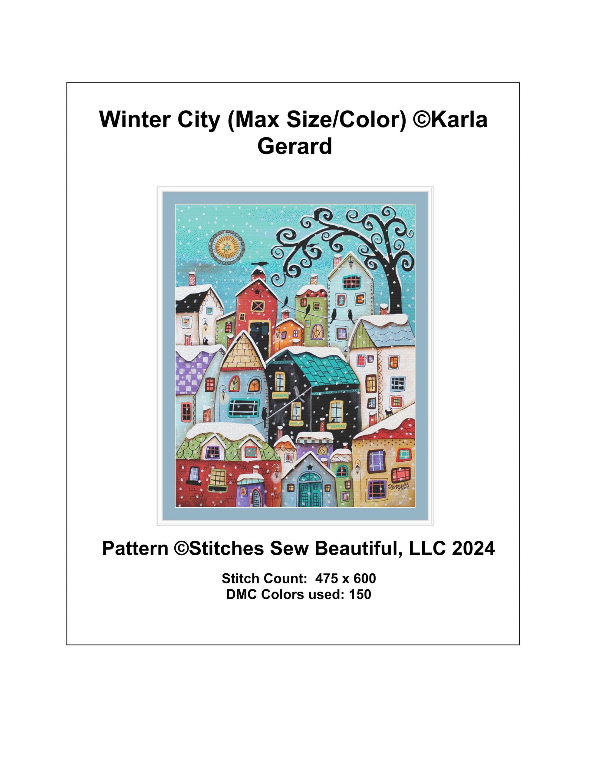 Winter City (Max Size/Color) counted cross stitch pattern by Karla Gerard