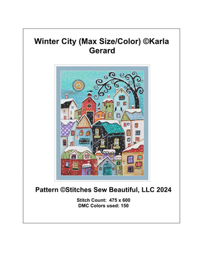 Winter City (Max Size/Color) counted cross stitch pattern by Karla Gerard