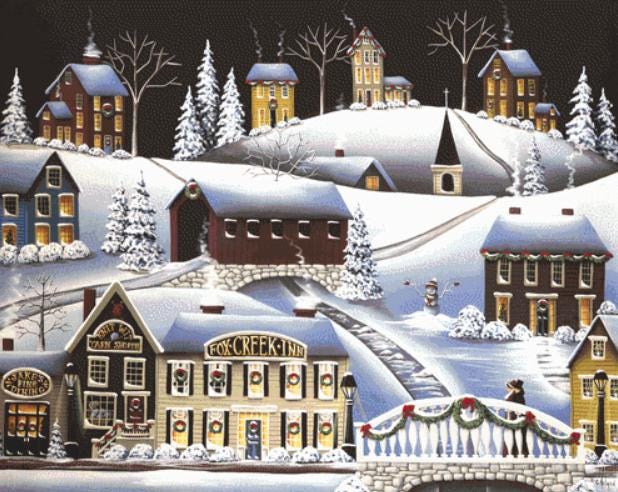 Christmas in Fox Creek Village counated cross stitch pattern by Catherine Holman/Ansada Licensing Group, LLC
