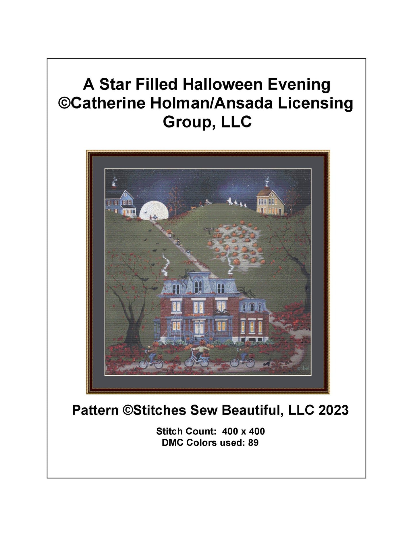 A Star Filled Halloween Evening cross stitch pattern by Catherine Holman/Ansada Licensing Group, LLC.