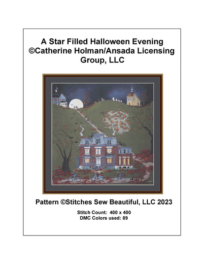 A Star Filled Halloween Evening cross stitch pattern by Catherine Holman/Ansada Licensing Group, LLC.