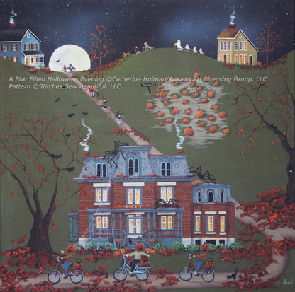 A Star Filled Halloween Evening cross stitch pattern by Catherine Holman/Ansada Licensing Group, LLC.